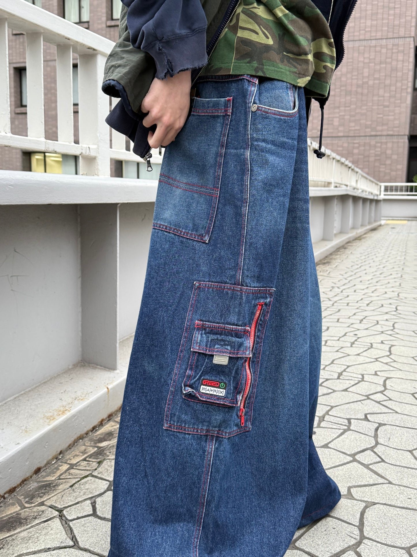 1990S GREED BAGGY DENIM PANTS