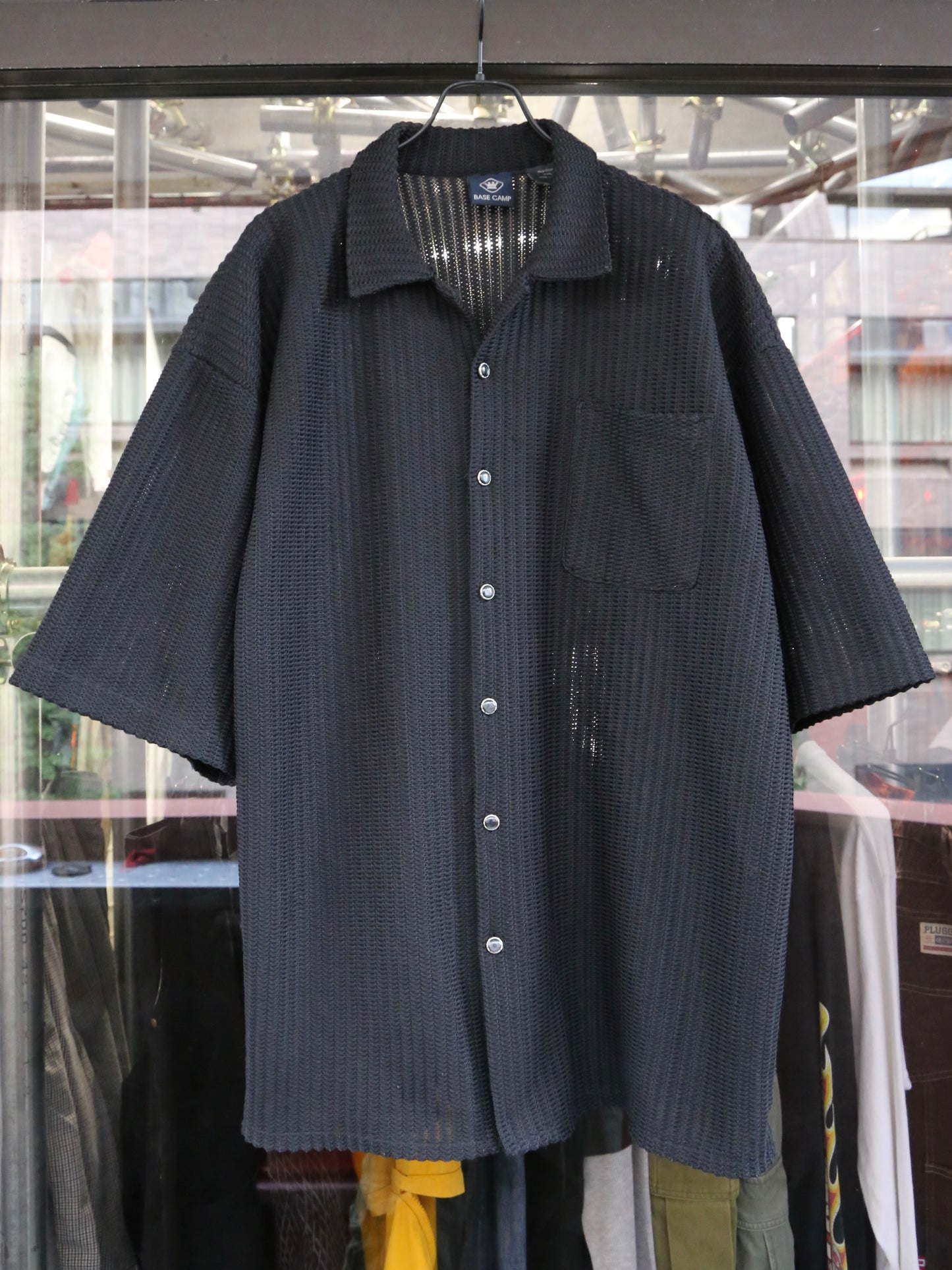 1990S- BASE CAMP S/S MESH OPEN COLLAR SHIRT