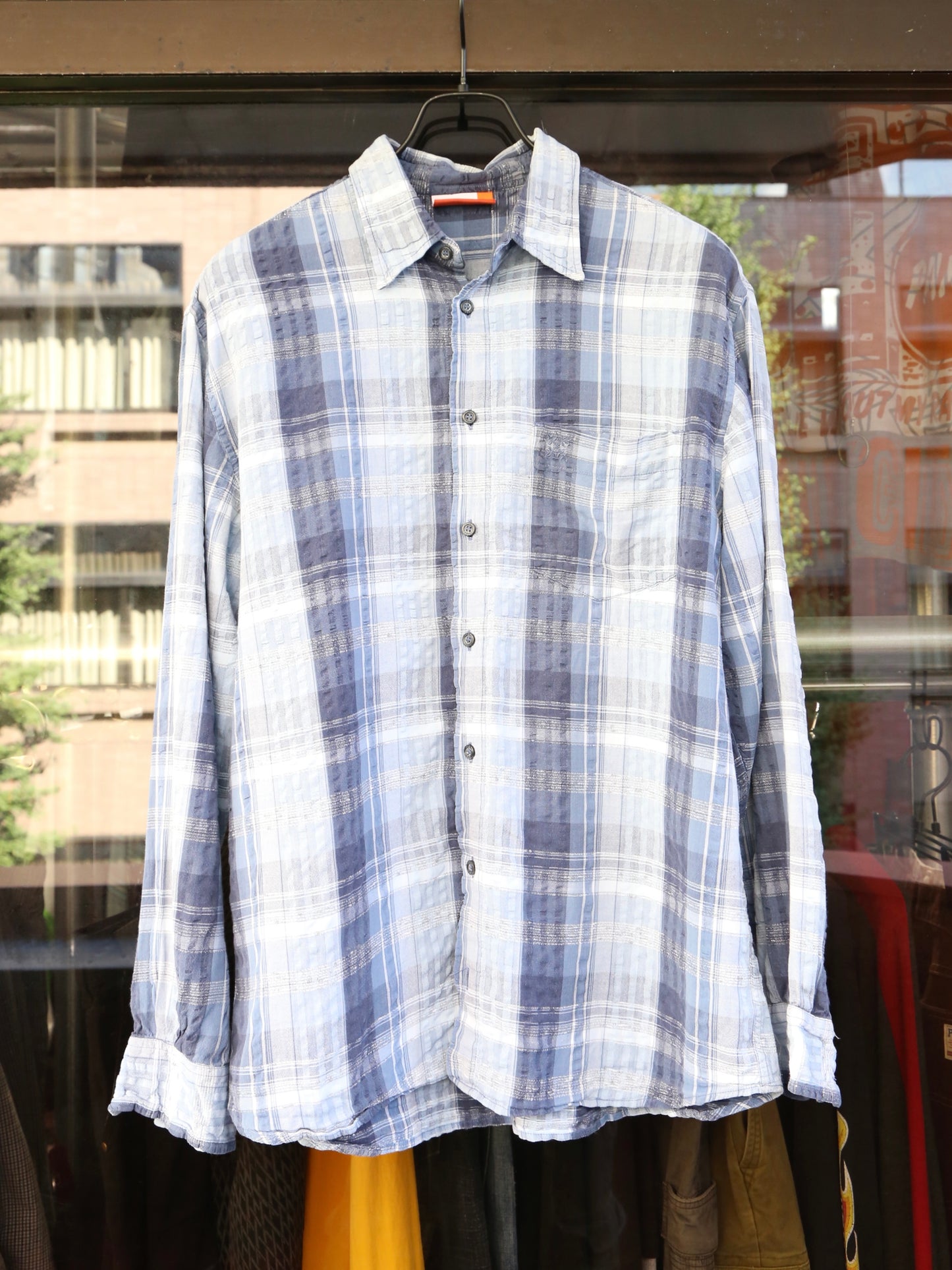 2004S OXBOW PLAID PATTERN L/S SEERSUCKER SHIRT