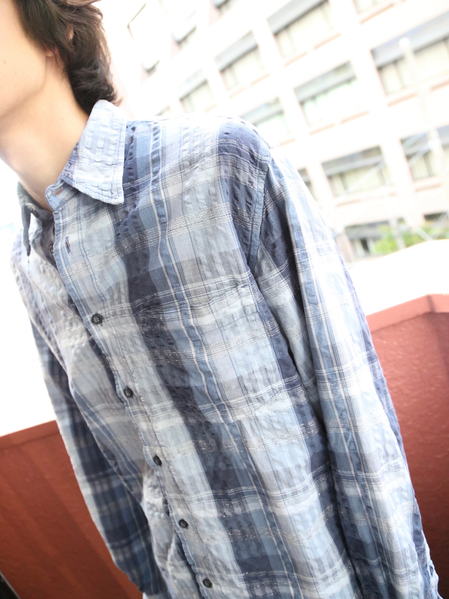 2004S OXBOW PLAID PATTERN L/S SEERSUCKER SHIRT