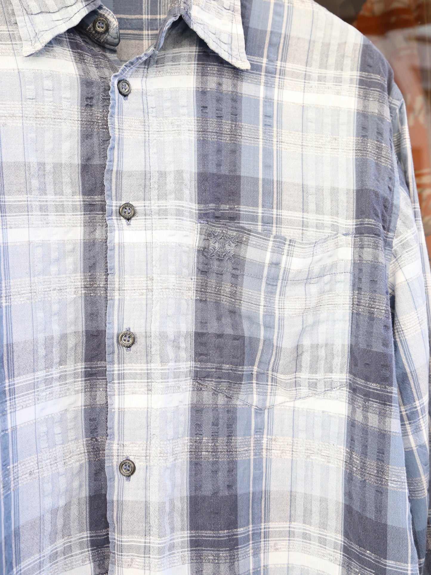 2004S OXBOW PLAID PATTERN L/S SEERSUCKER SHIRT