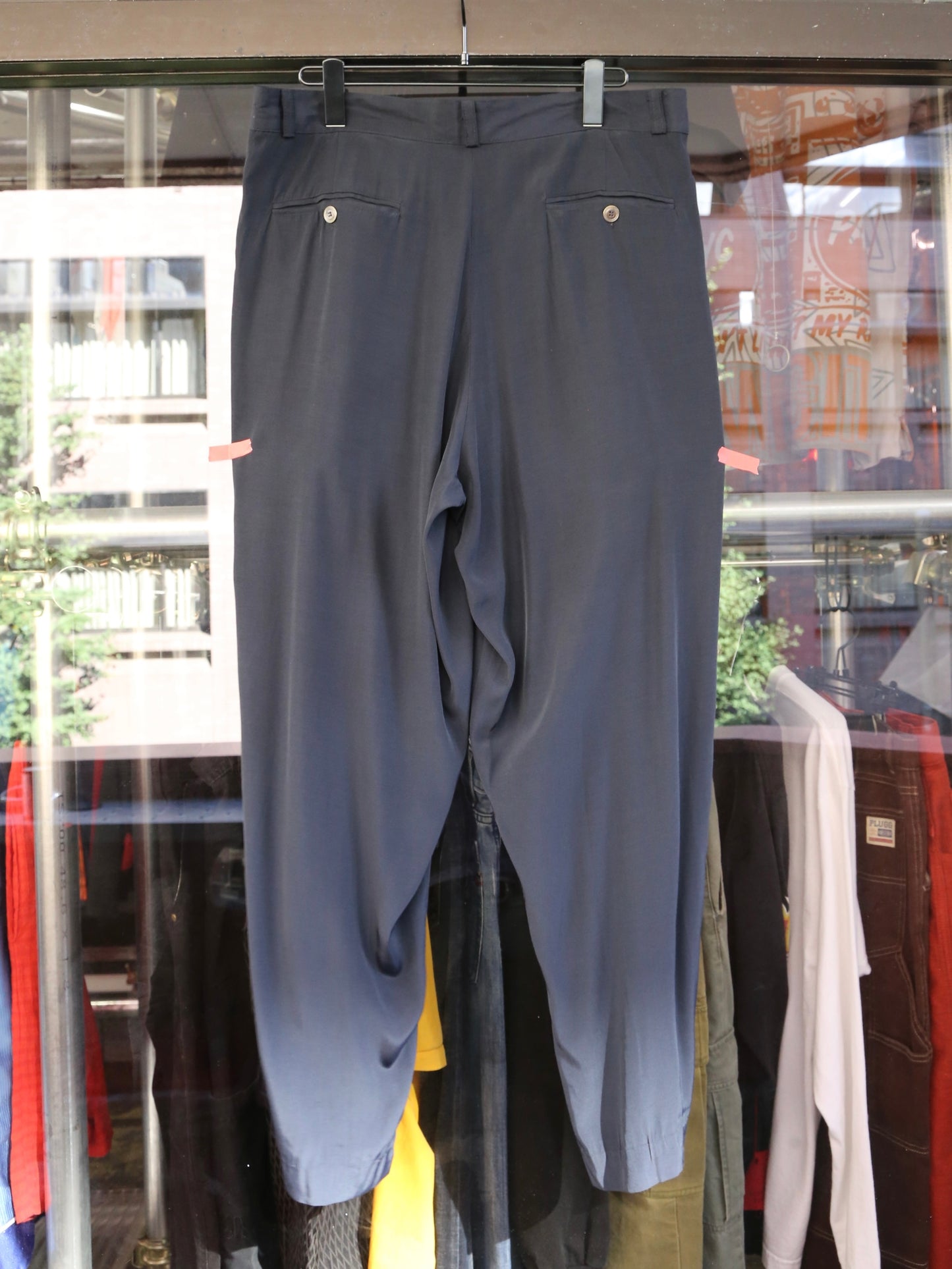 1990S JAMES LORD 4-TUCK RAYON WIDE SLACKS
