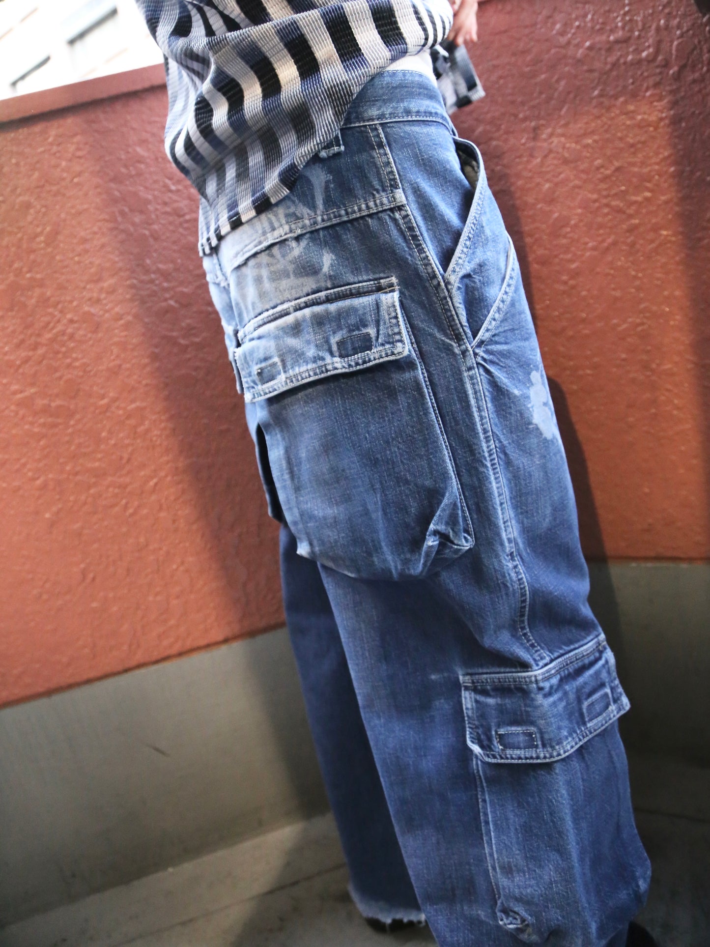 1990S PICO WEAR BAGGY DENIM CARGO PANTS