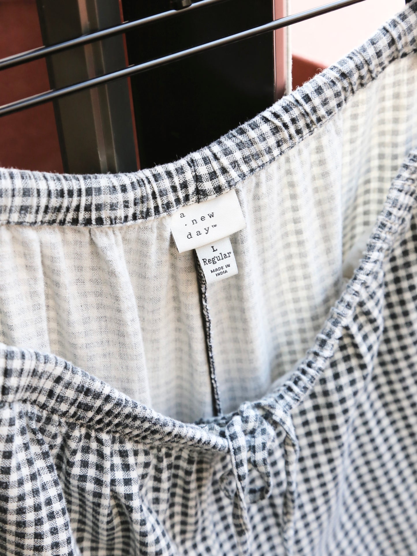 GINGHAM EASY WIDE PANTS
