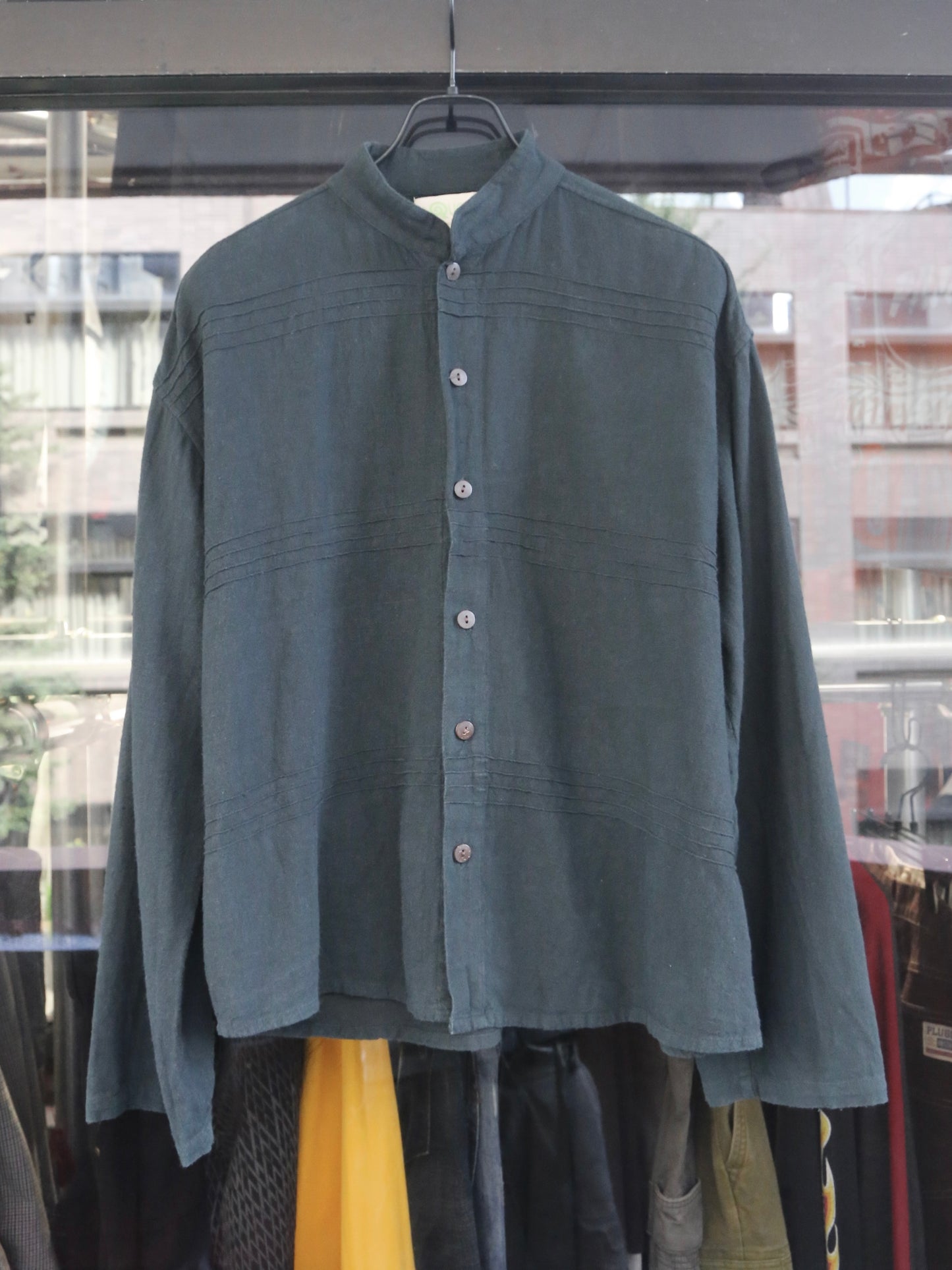 STAND COLLAR L/S COTTON SHIRT