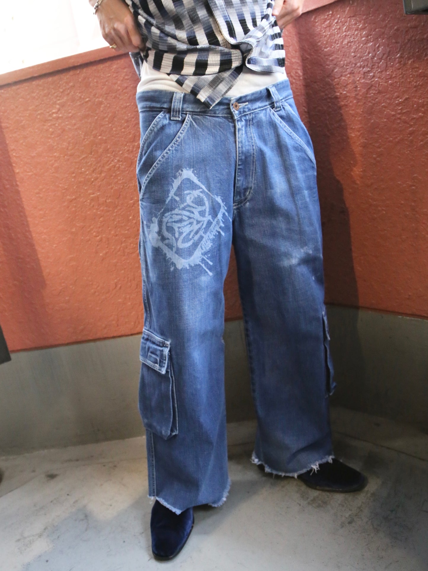1990S PICO WEAR BAGGY DENIM CARGO PANTS