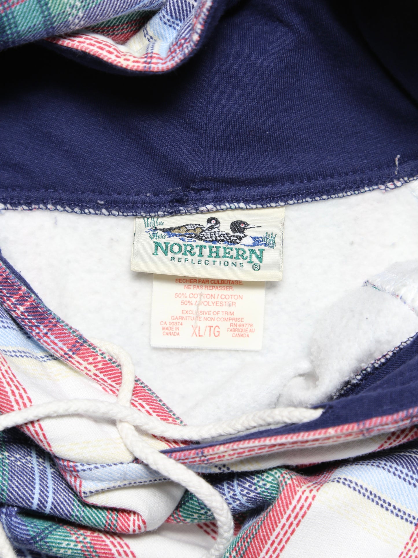 1990S PLAID PATTERN SWEAT HOODIE