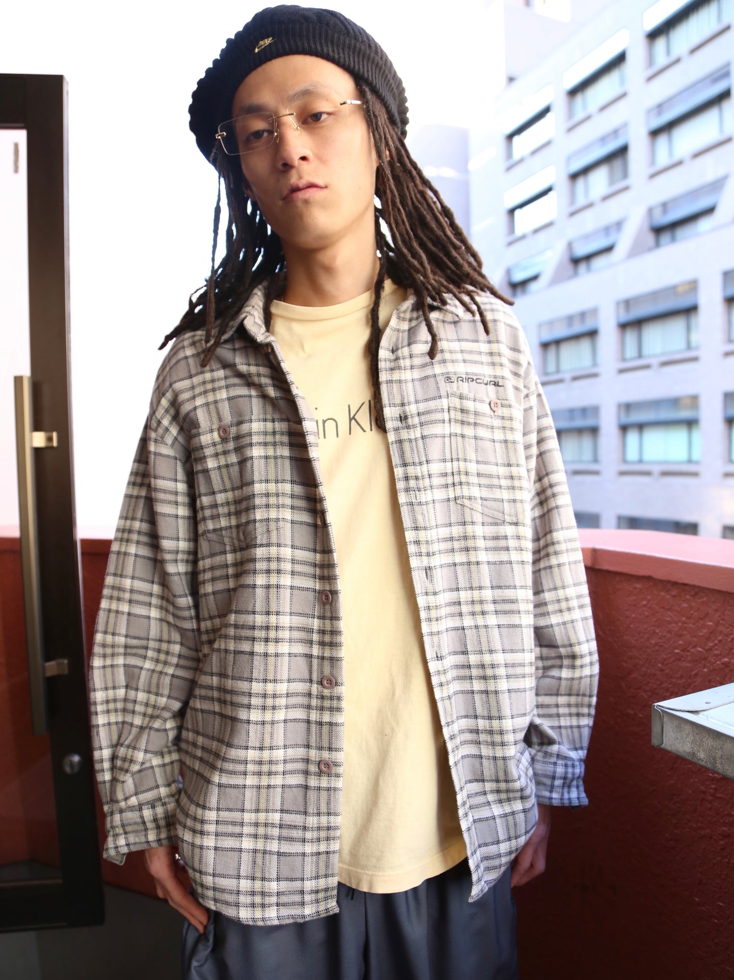 2000S RIP CURL PLAID PATTERN L/S SHIRT
