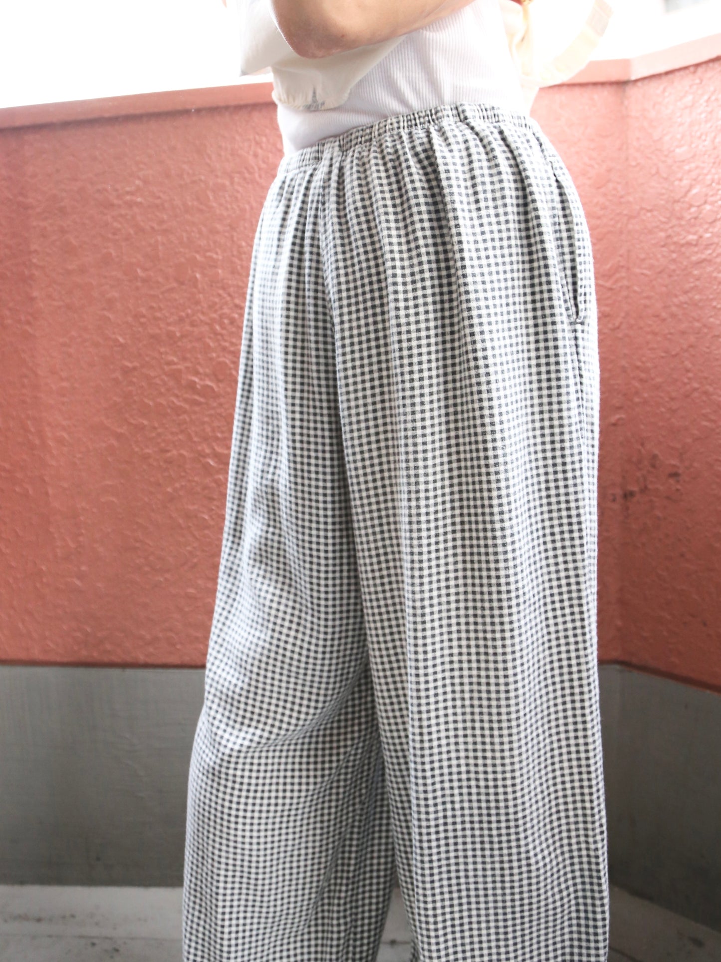 GINGHAM EASY WIDE PANTS