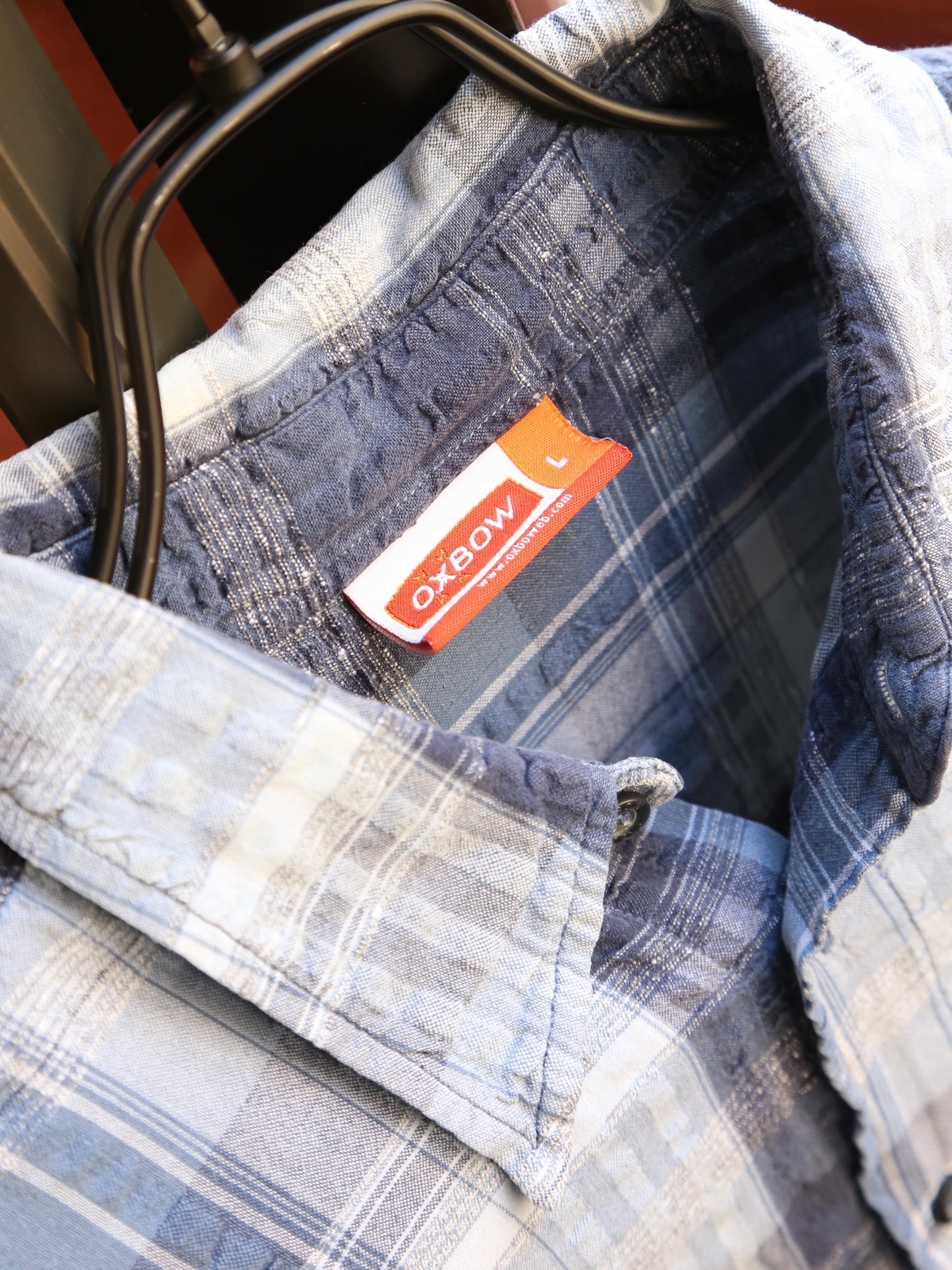 2004S OXBOW PLAID PATTERN L/S SEERSUCKER SHIRT