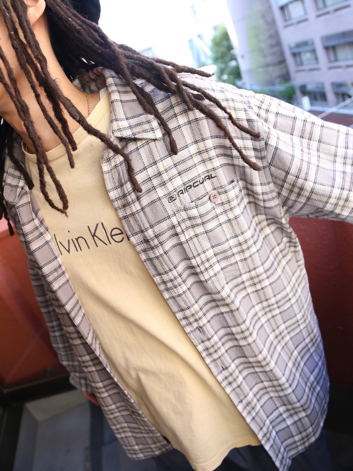 2000S RIP CURL PLAID PATTERN L/S SHIRT