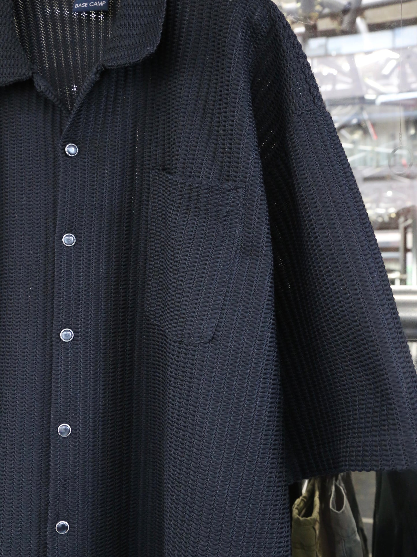 1990S- BASE CAMP S/S MESH OPEN COLLAR SHIRT