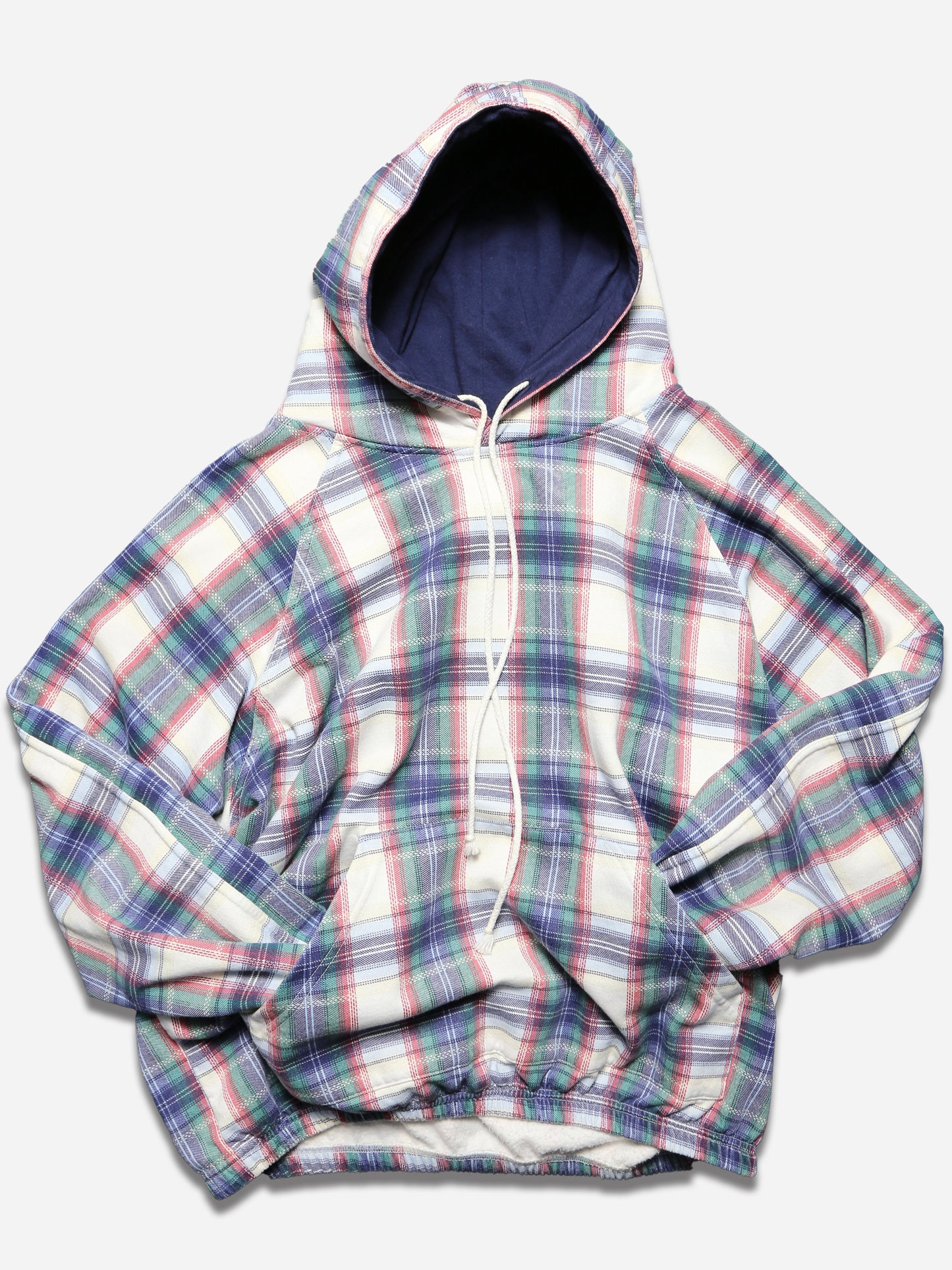 1990S PLAID PATTERN SWEAT HOODIE