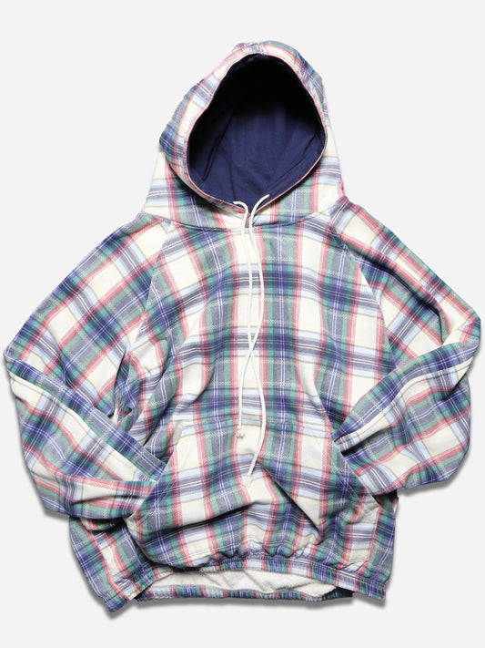 1990S PLAID PATTERN SWEAT HOODIE