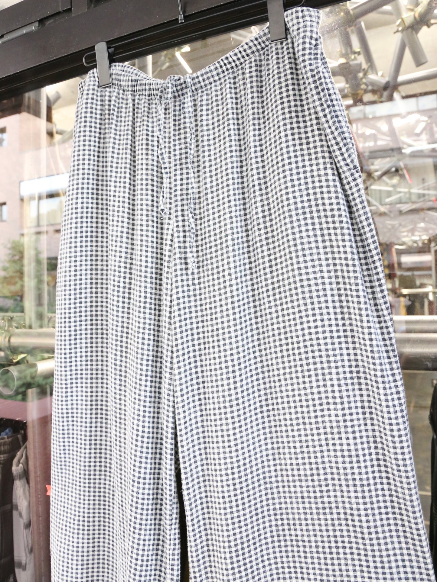 GINGHAM EASY WIDE PANTS